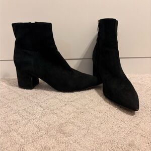 Marc Fisher Black Suede Block Heel Booties. Size 7.5. $150, now $39